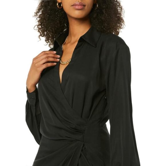 TEREA Dress Medium Raina Draped Crossover Wrap Maxi Side Zip High Front Slit NWT - Picture 2 of 16